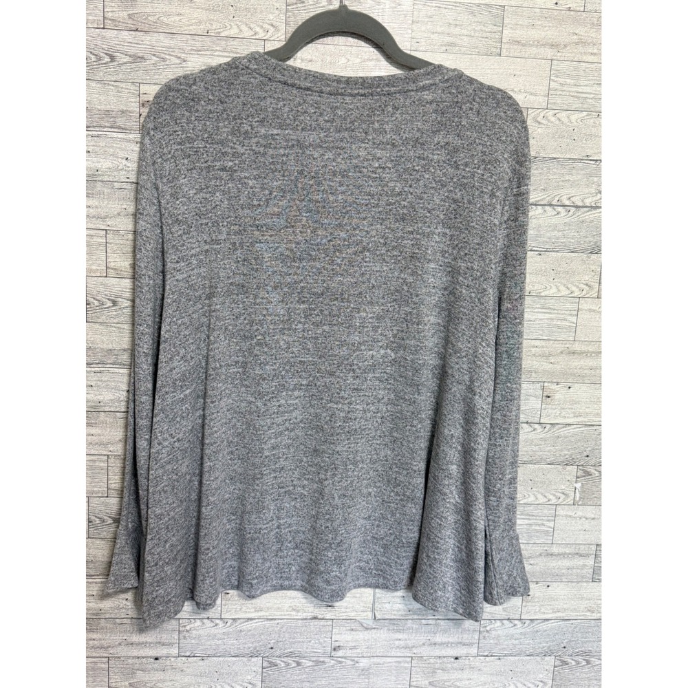GAP Womens Gray Heathered Knit Bell Sleeve Long‎ Sleeve Top Sz-Large Relaxed Fit - Picture 7 of 9
